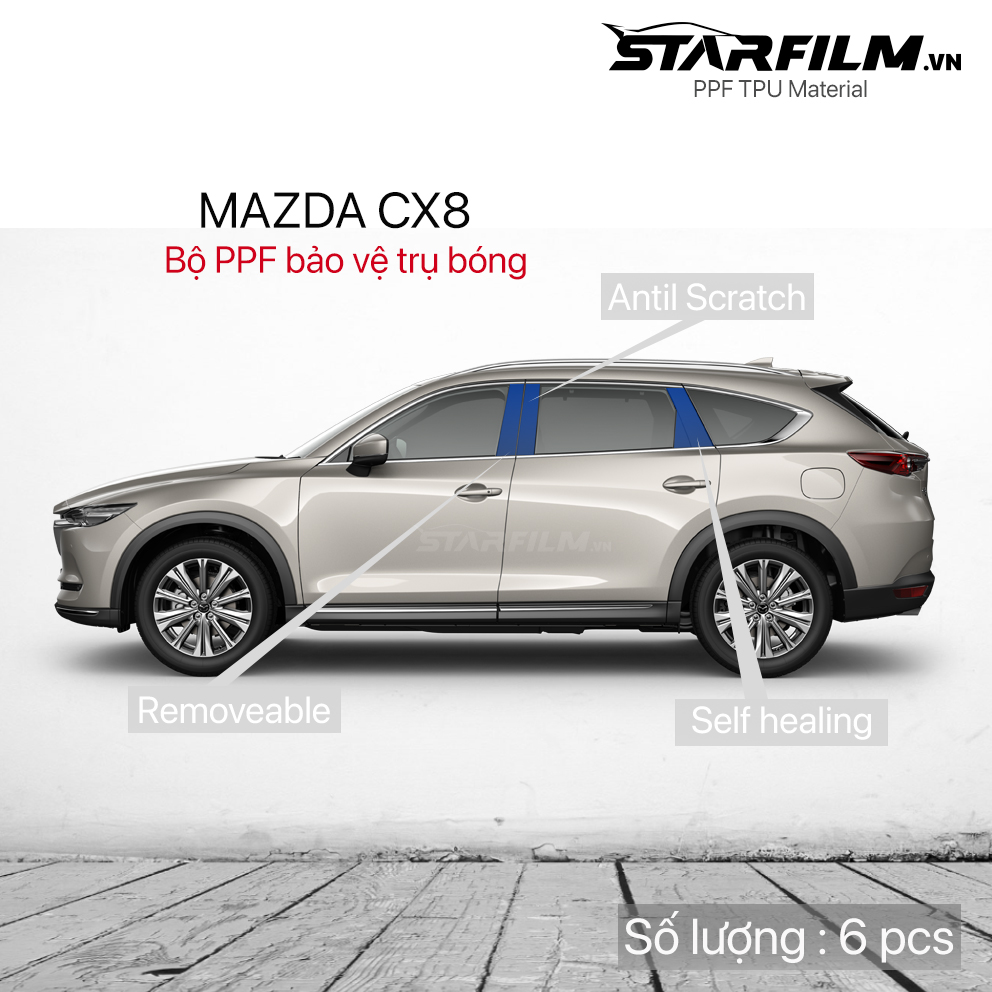 Mazda Cx8 2022 PPF TPU trụ bóng chống xước tự hồi phục